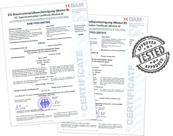 Received EN ISO 10297:2006 certification for three valve designs by BAM