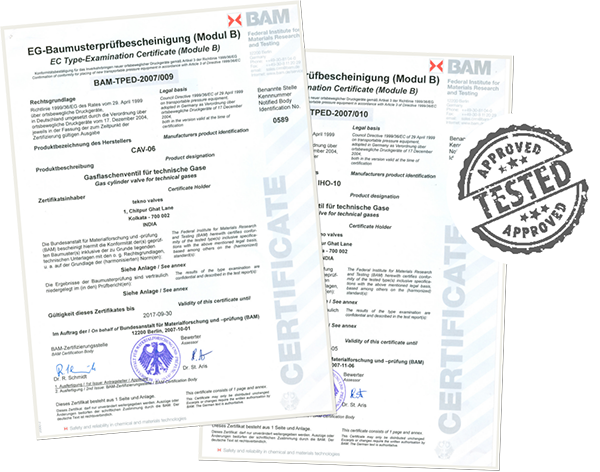 Received EN ISO 10297:2006 certification for three valve designs by BAM